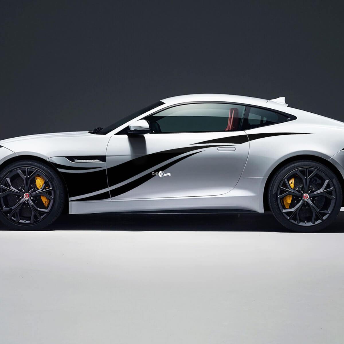 2x Jaguar F-Type R Side Racing Graphics deuren Side Wave Secal vinylsticker
