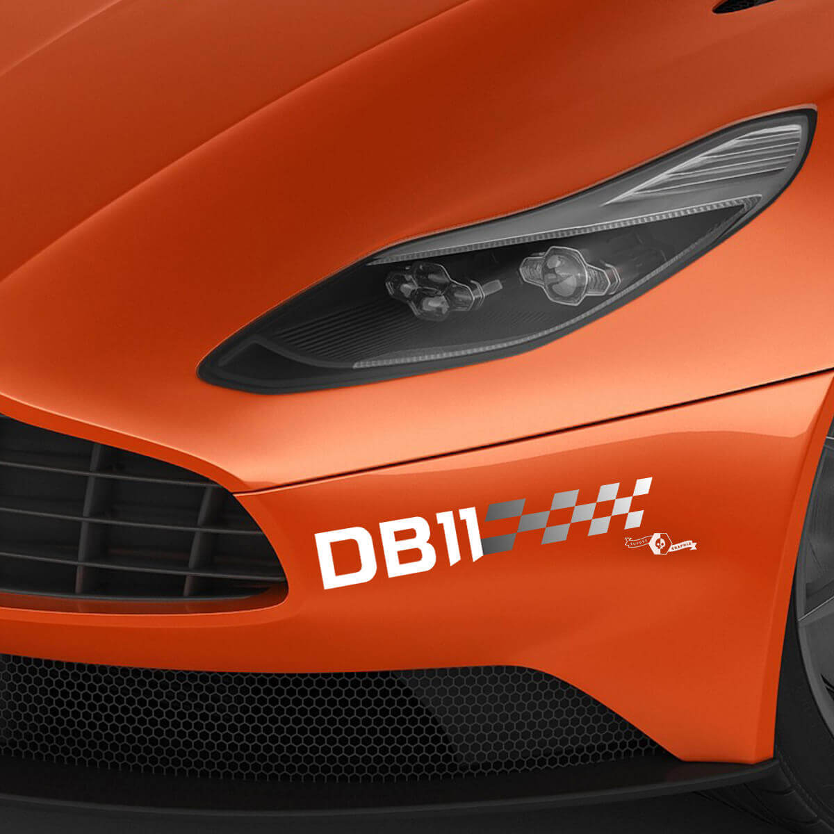 Paar Aston Martin DB11 voorbumper vinyl stickers stickers 2 kleuren - verloop
