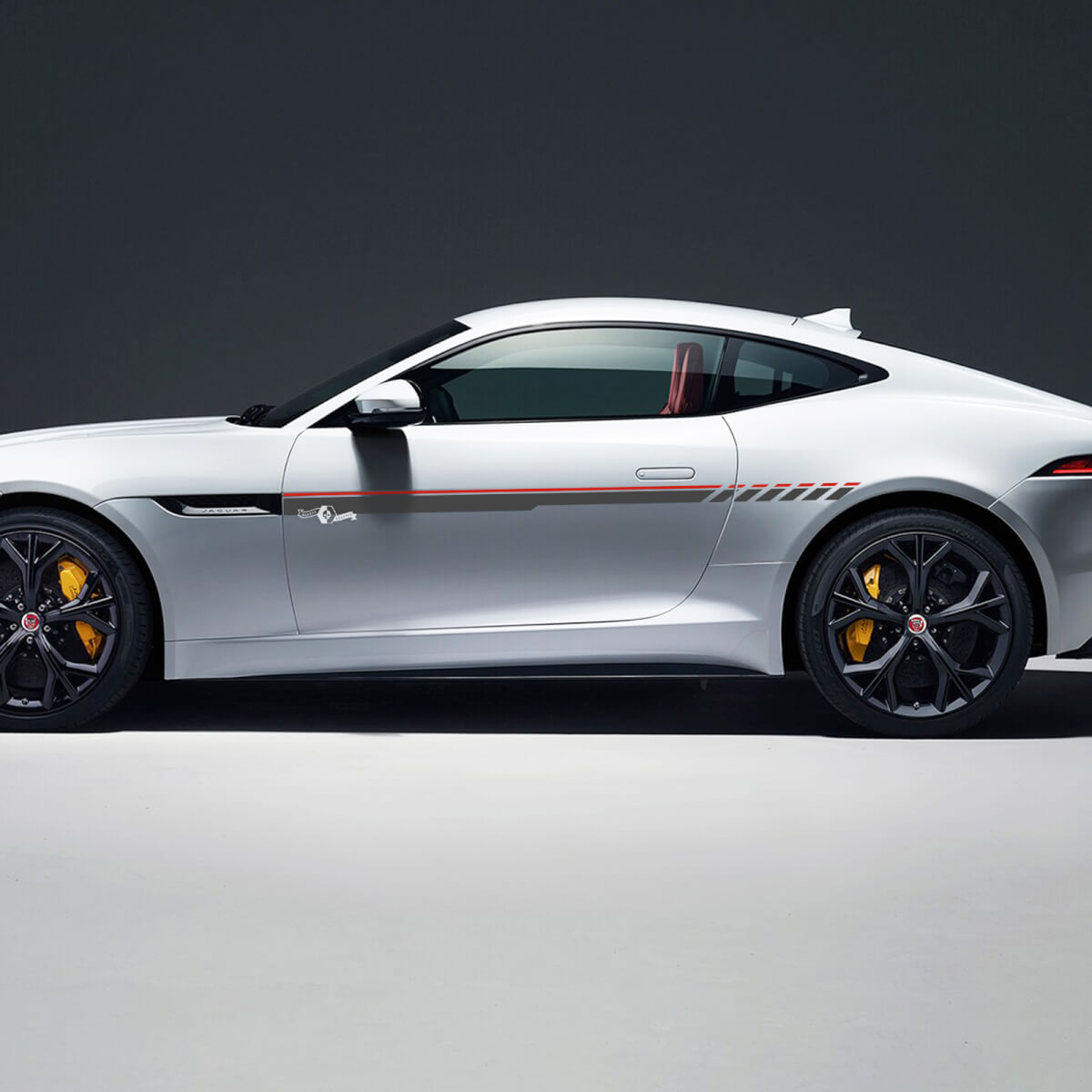 Paar Jaguar F-Type R Side Racing Graphics Deuren Streep Dambordvlagsticker Logosticker 2 kleuren
