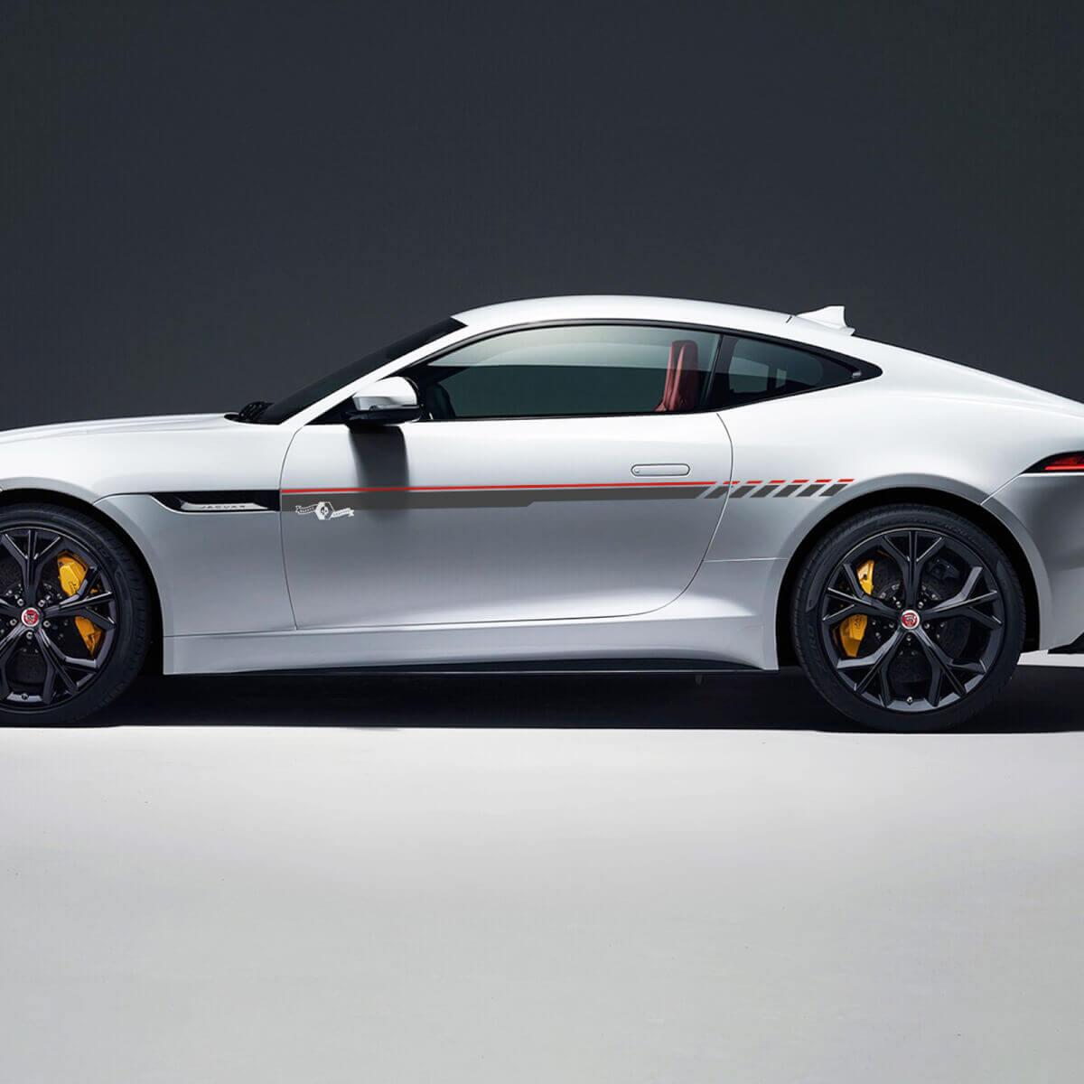 Paar Jaguar F-Type R Side Racing Graphics Deuren Streep Dambordvlagsticker Logosticker 2 kleuren
