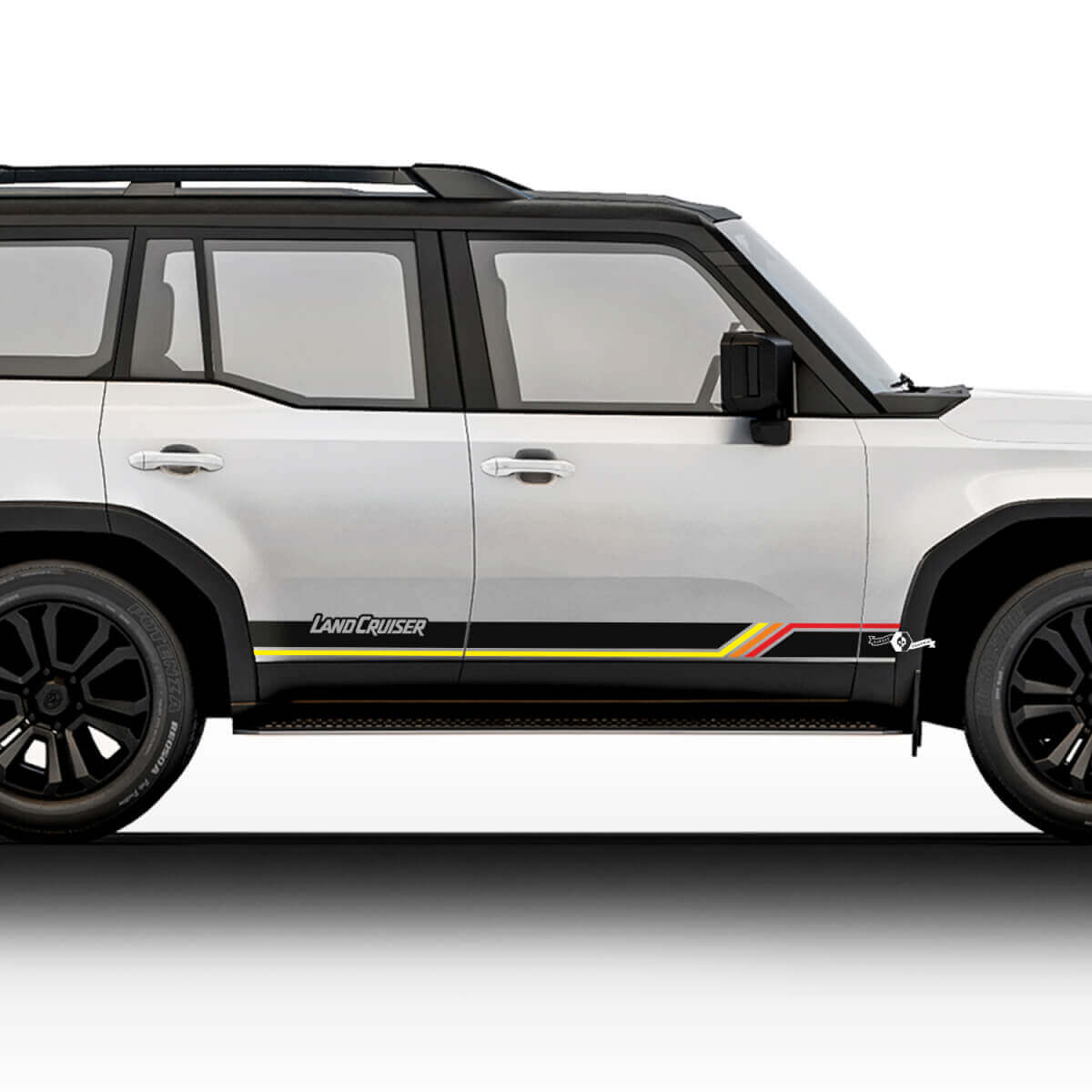 Vintage stijl deursidestrepen vinyl decal kit voor Toyota Land Cruiser 2024