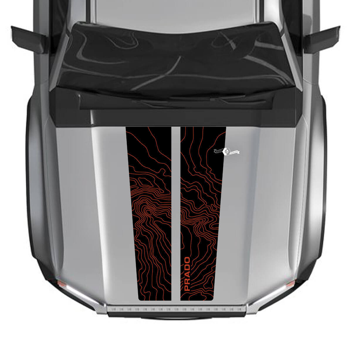 Kap voor 2024 Toyota Land Cruiser Prado stickers split vinyl grafische stickers 2 kleuren
