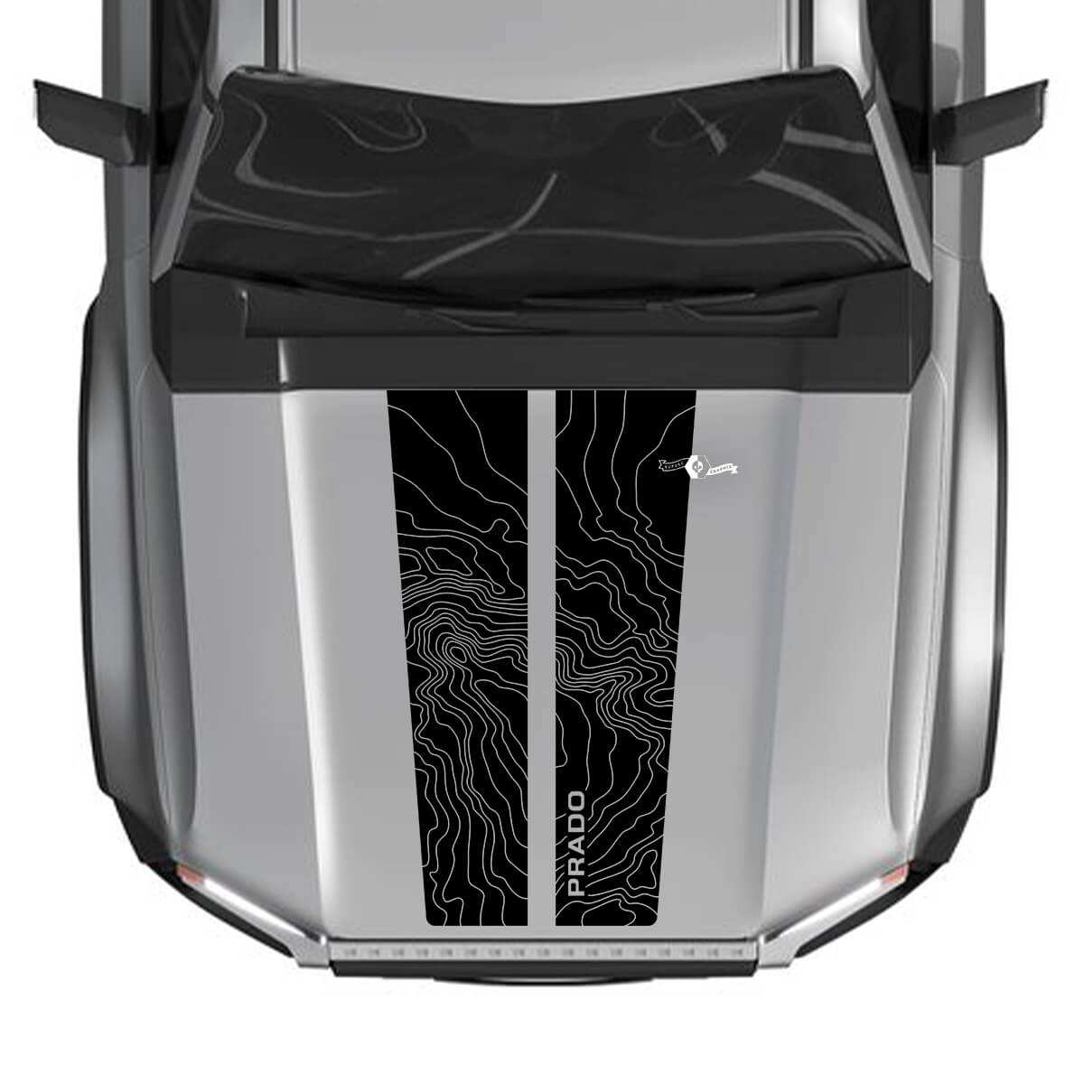 Topografische contourkaart kapstickerstickers voor 2024 Toyota Land Cruiser – aangepaste vinylafbeeldingen
