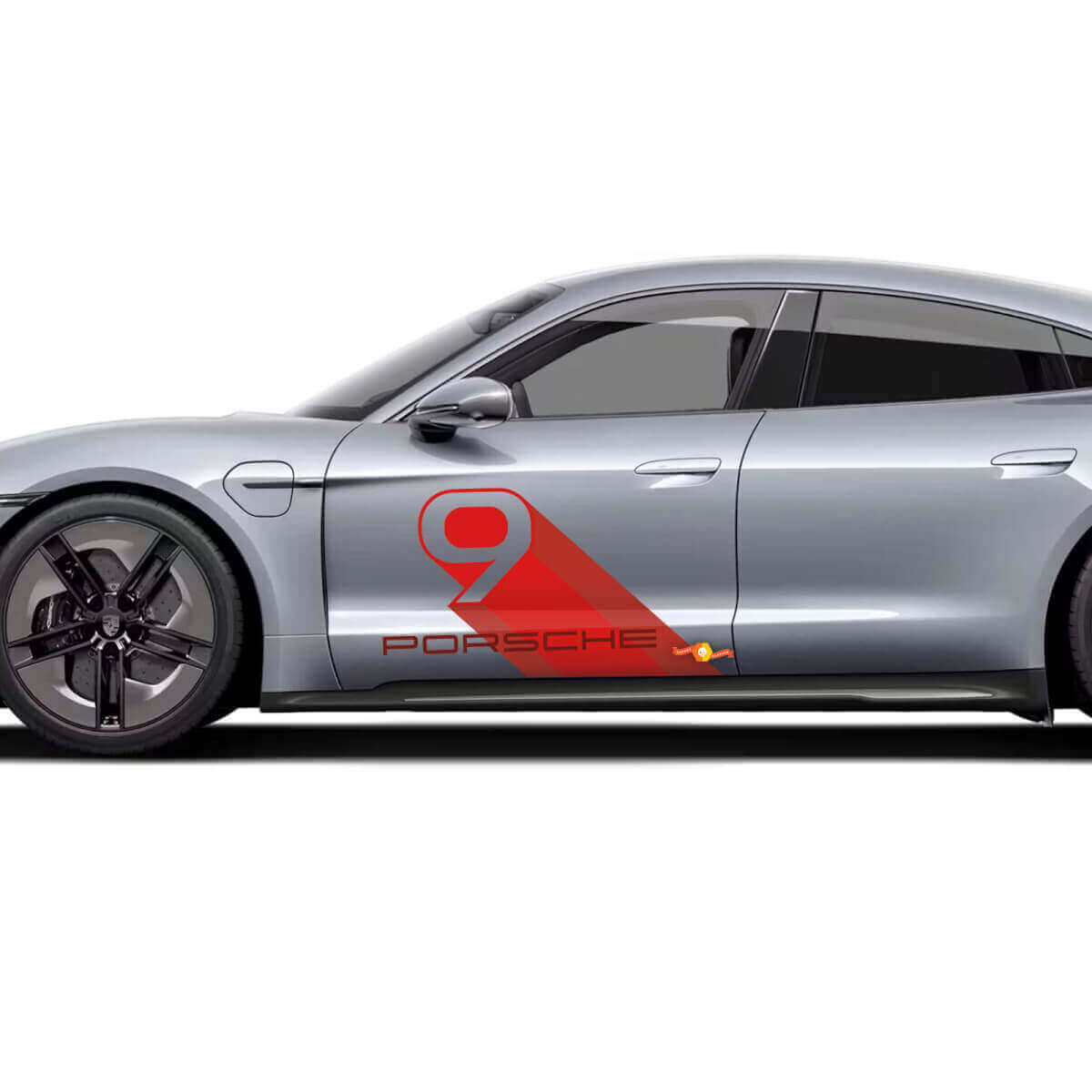 Number 9 Zijdeur Vinyl Decal Set voor Porsche Taycan