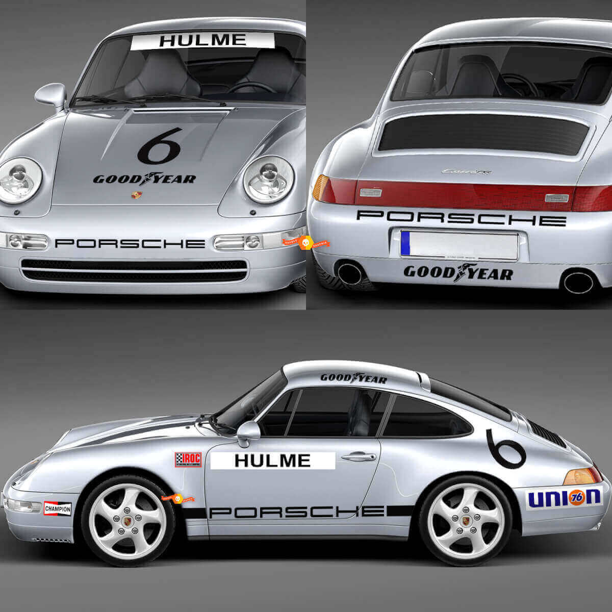 1974 Porsche 911 Racing Sticker Decal Set - Klassieke vinylafbeeldingen voor restauratie en aanpassing
