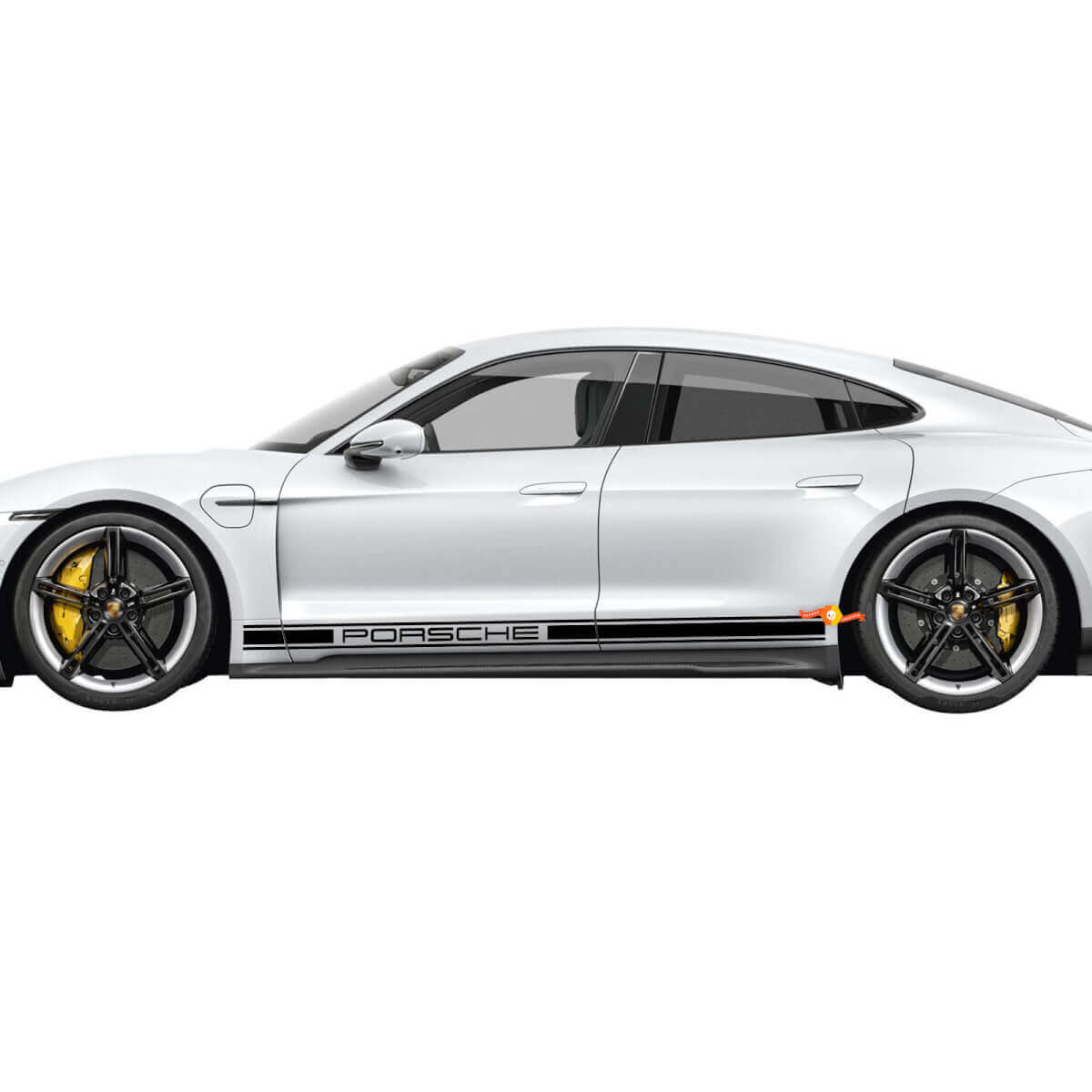 Porsche Taycan decoratieve zijstrepen met Porsche-letters - aangepaste vinyl grafische stickers
