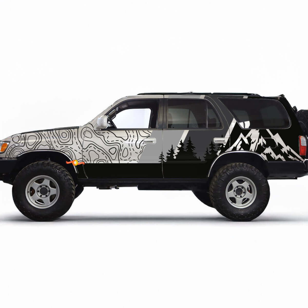 Bergen topografische kaart contour retro TRD Vintage strepen stickers stickers-aangepaste grafische wrap voor Toyota 4Runner TRD
