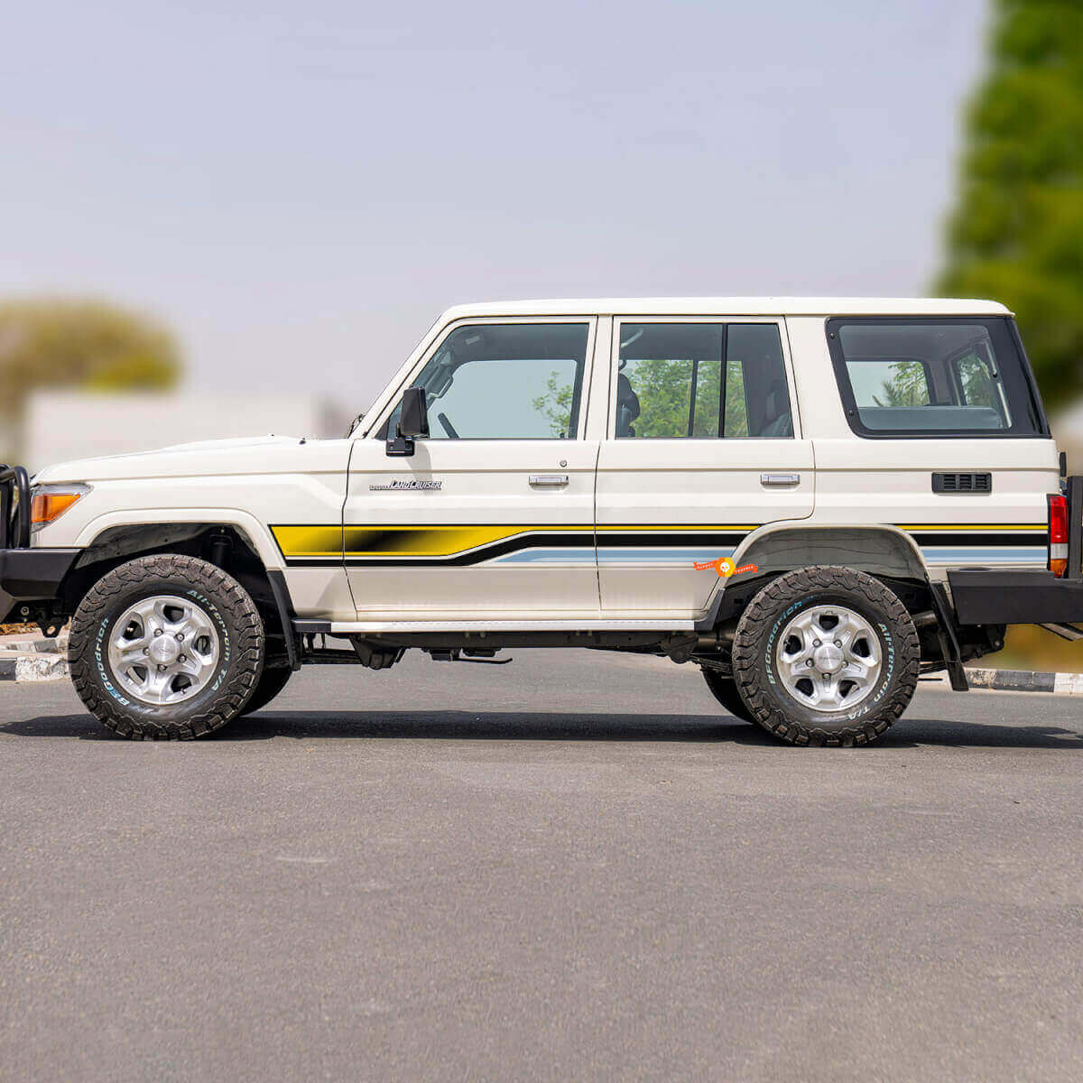 Retro zijstrepen sticker graphics decal kit voor Toyota Land Cruiser GRJ76
