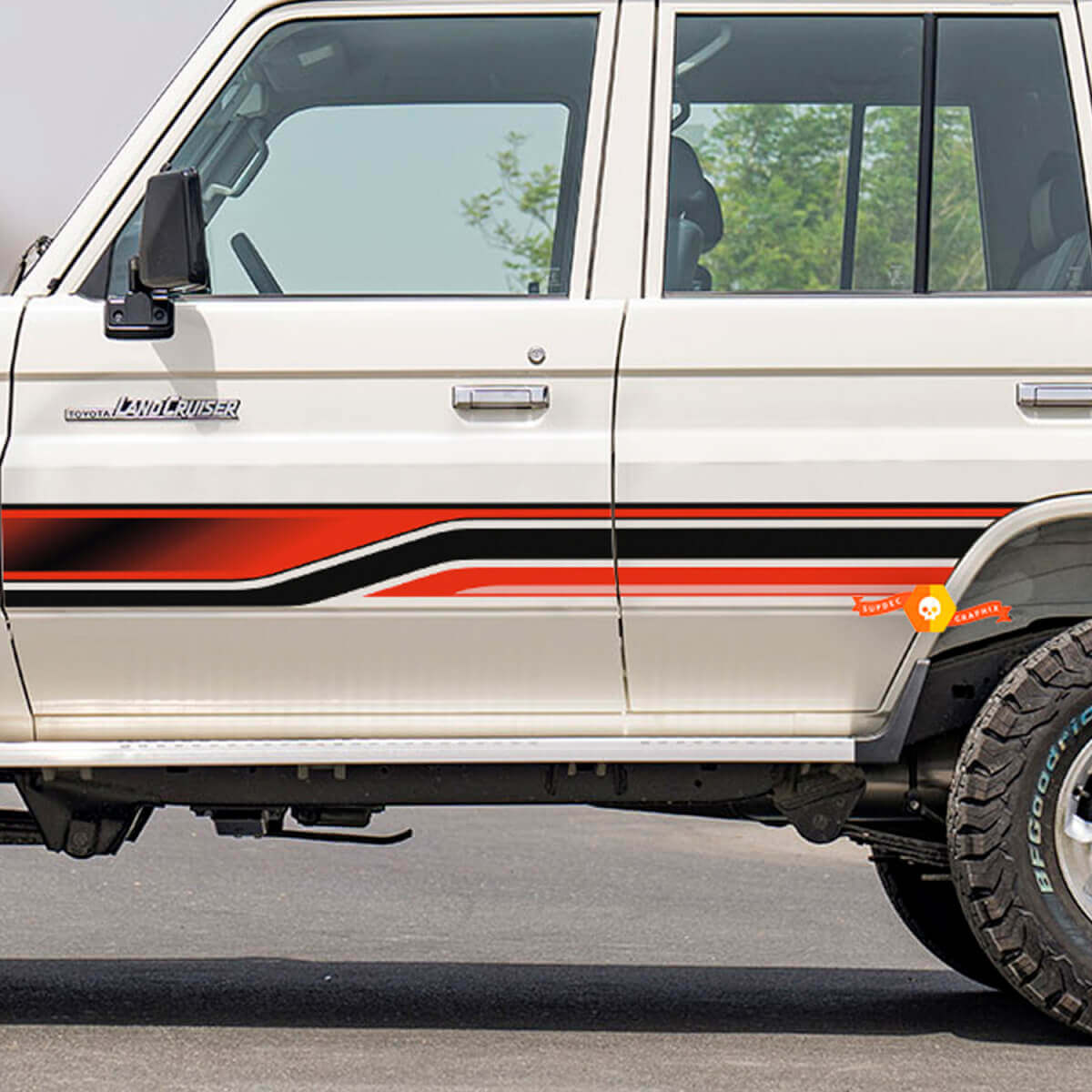 Retro Side Stripes Sticker Decal Kit voor Toyota Land Cruiser GRJ76 - Aangepaste vinylafbeeldingen 2
