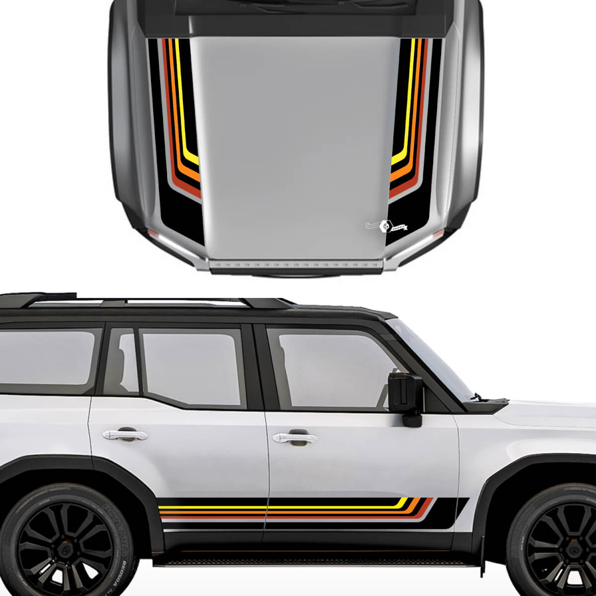 Toyota Land Cruiser Prado motorkap en zijkanten strepen stickers sticker - vinyl grafische kit
