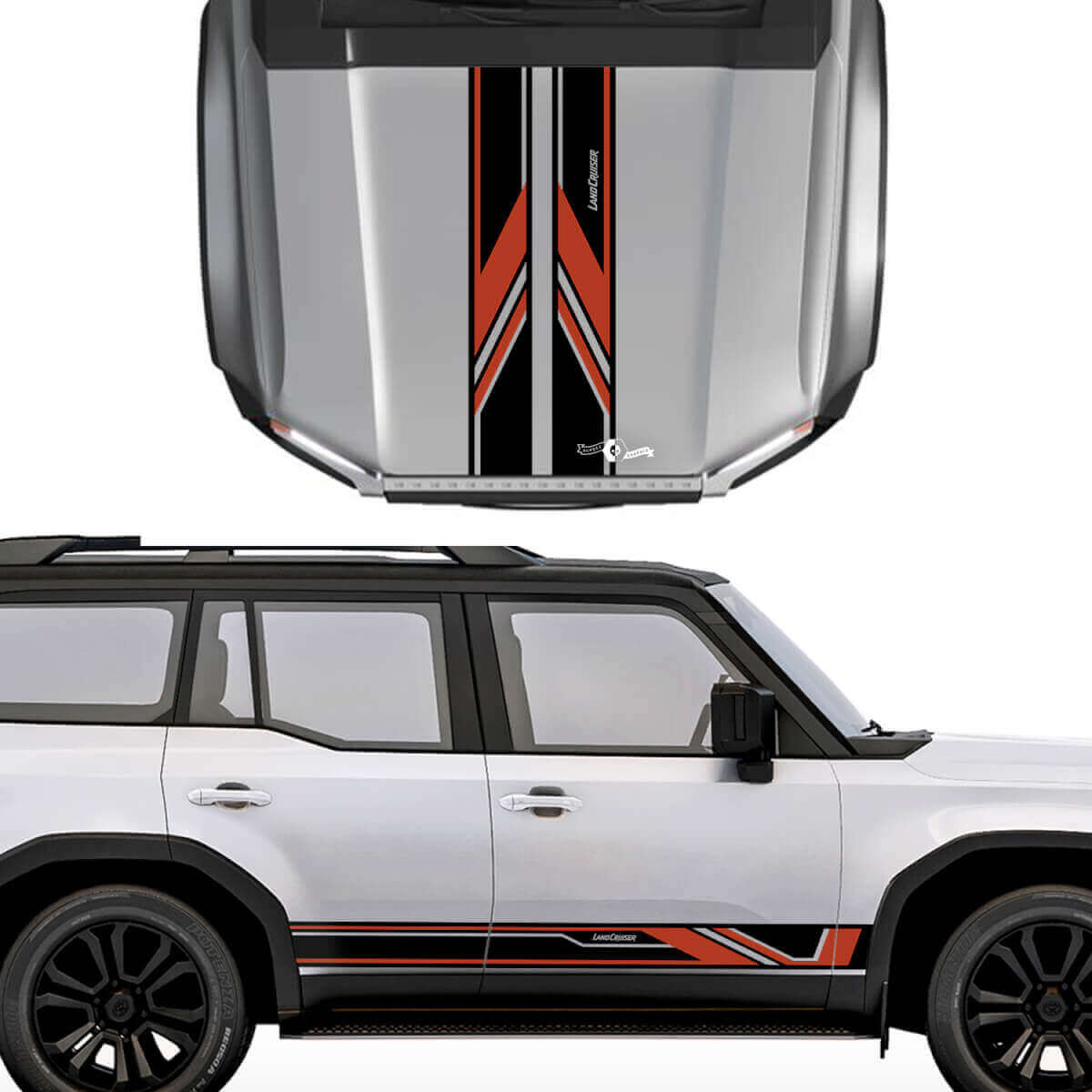 Hood Sides Strepen Vinyl Decals Sticker Grafisch Kit Voor Toyota Land Cruiser Prado