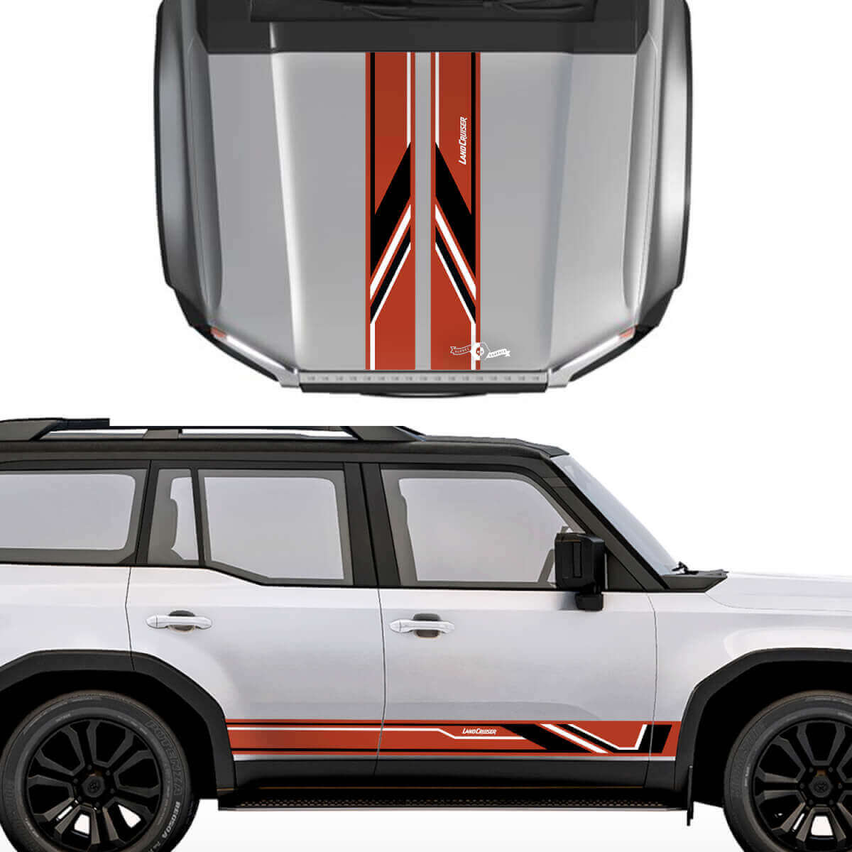 Motorkap Zijkanten Strepen Vinyl Stickers Decal Graphic Kit 2 Voor Toyota Land Cruiser Prado