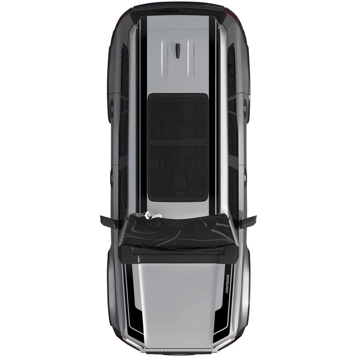 Toyota Land Cruiser Prado motorkap en dak dubbele strepen rally stickers sticker - vinyl grafische kit 2
