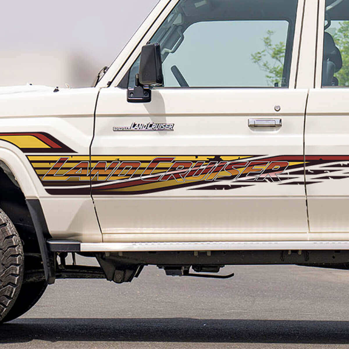 Lettering Retro Zij Classic Strepen Sticker Grafieken Decal Kit voor Toyota Land Cruiser