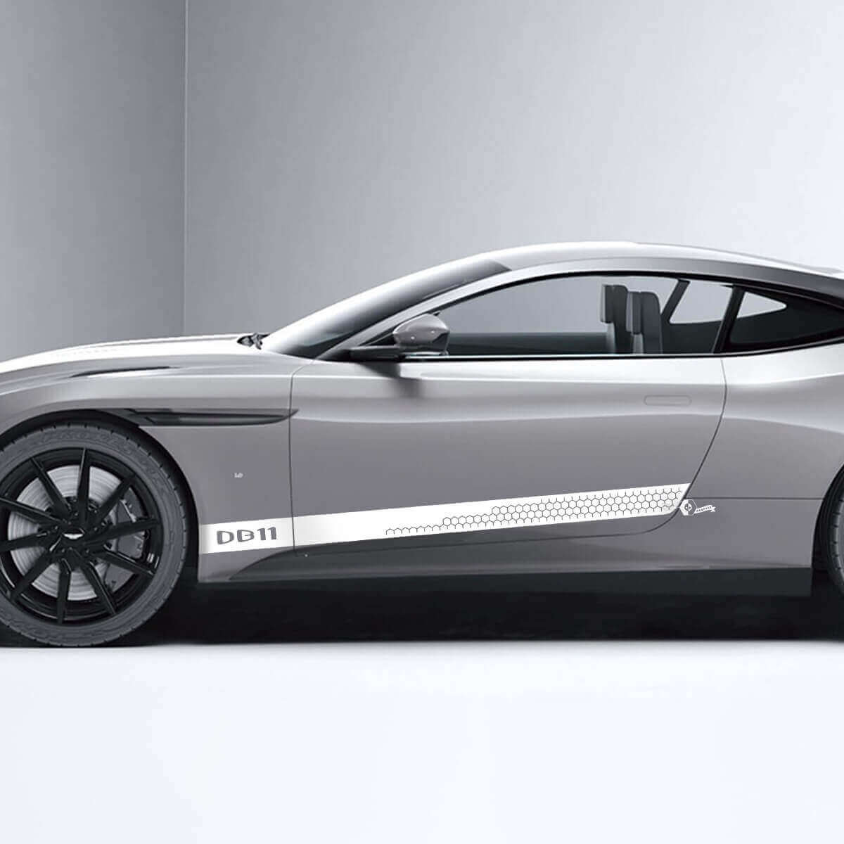 Honeycomb zijdeursticks vinylstriping voor Aston Martin DB11