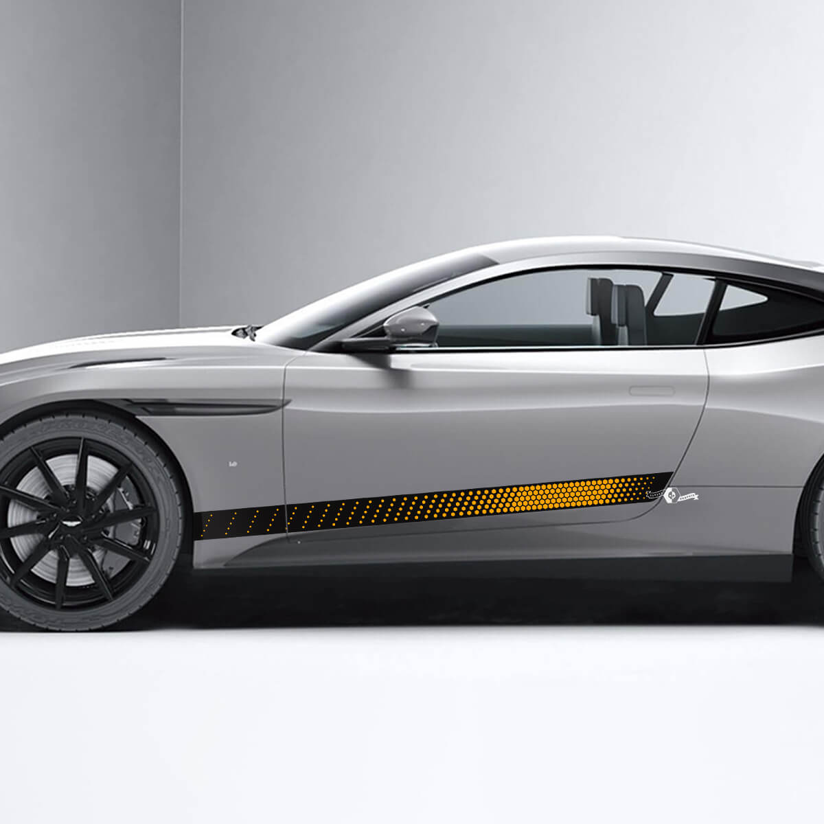 Zijkant Aston Martin DB11 Honingraat zijdeuren Vinylstickers Stickers 2 kleuren
