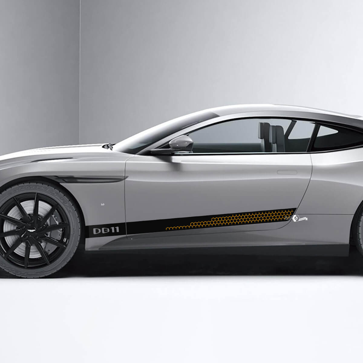 Zijkant Aston Martin DB11 Honingraatdeuren Vinylstickers Stickers 2 kleuren
