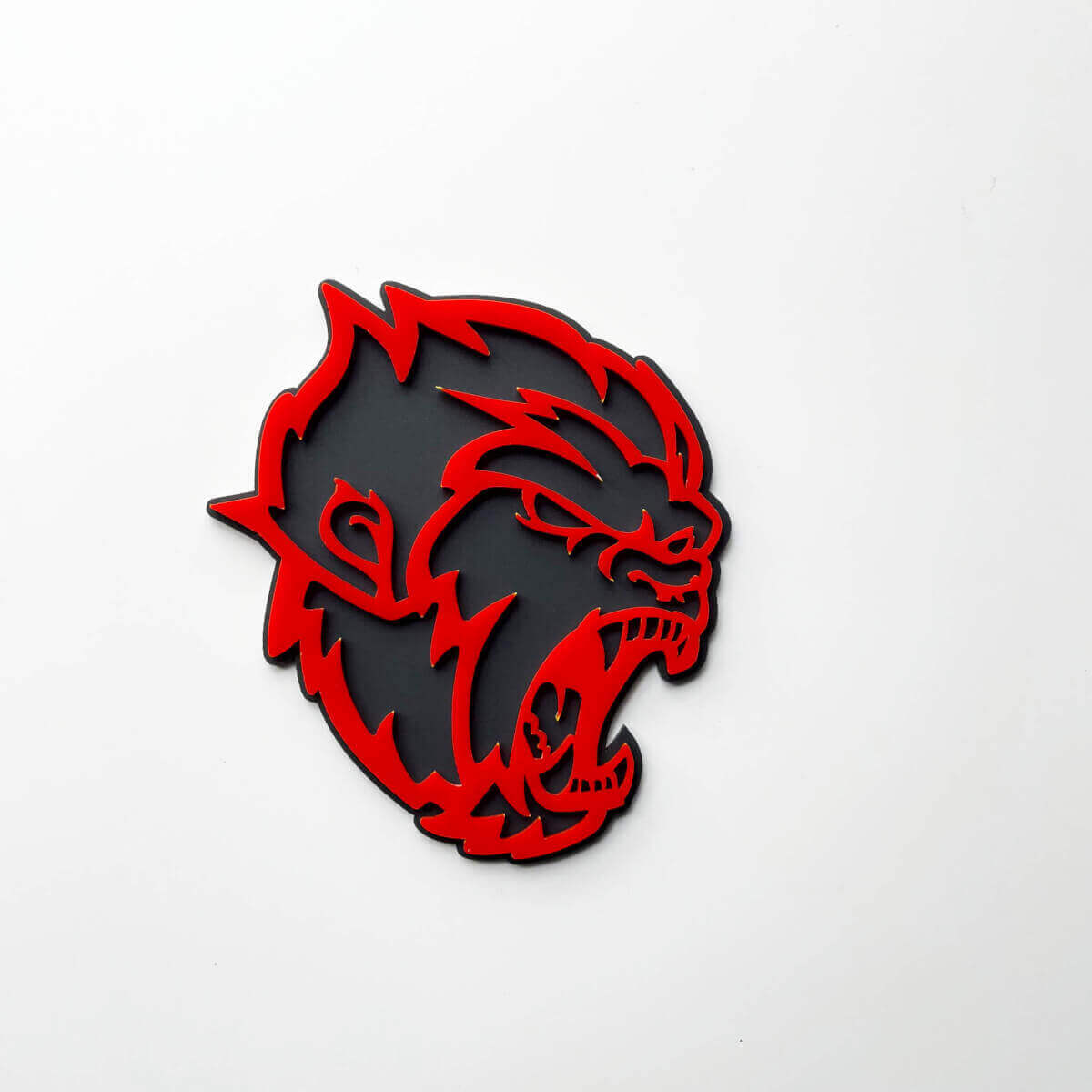 Angry Yeti Sasquatch Bigfoot 3D Fender Badges embleem grijs versus rood
