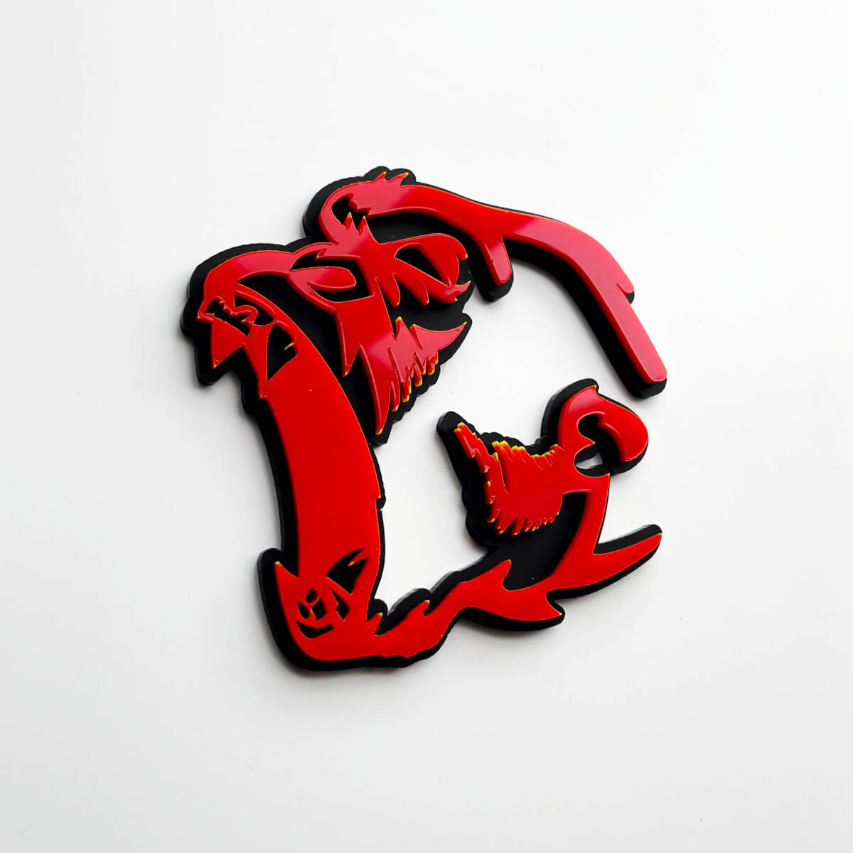 Gorilla Angry 3D Badge Fender Badges embleem rood versus zwart
