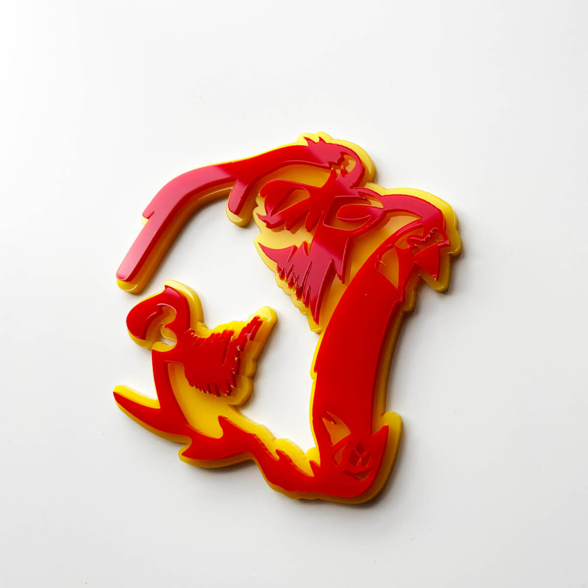 Gorilla Angry 3D Badge Fender Badges embleem rood versus geel
