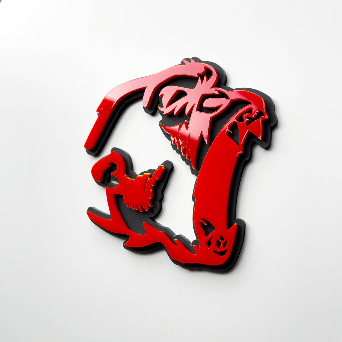 Gorilla Angry 3D Badge Fender Badges embleem rood versus grijs
