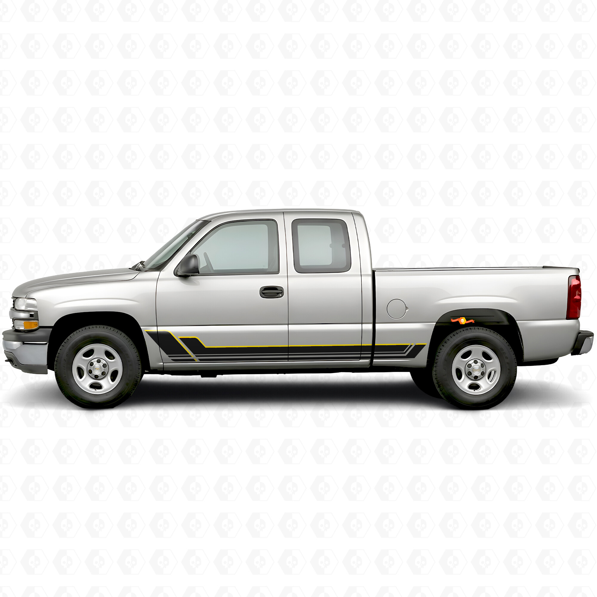 Hoekige Outline Deur- & Side Skirt Vinyl Strepen voor Chevrolet Silverado 1500 GMT800 1999-2007