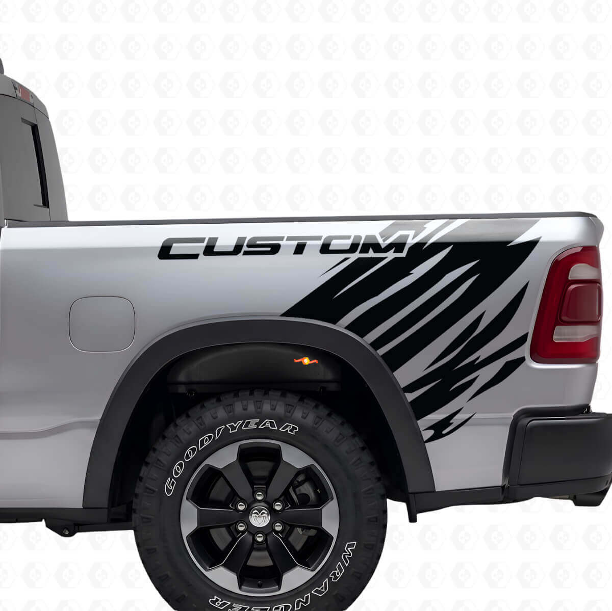 Aangepast grunge stijl vinyl decal achterzijde set voor Dodge Ram