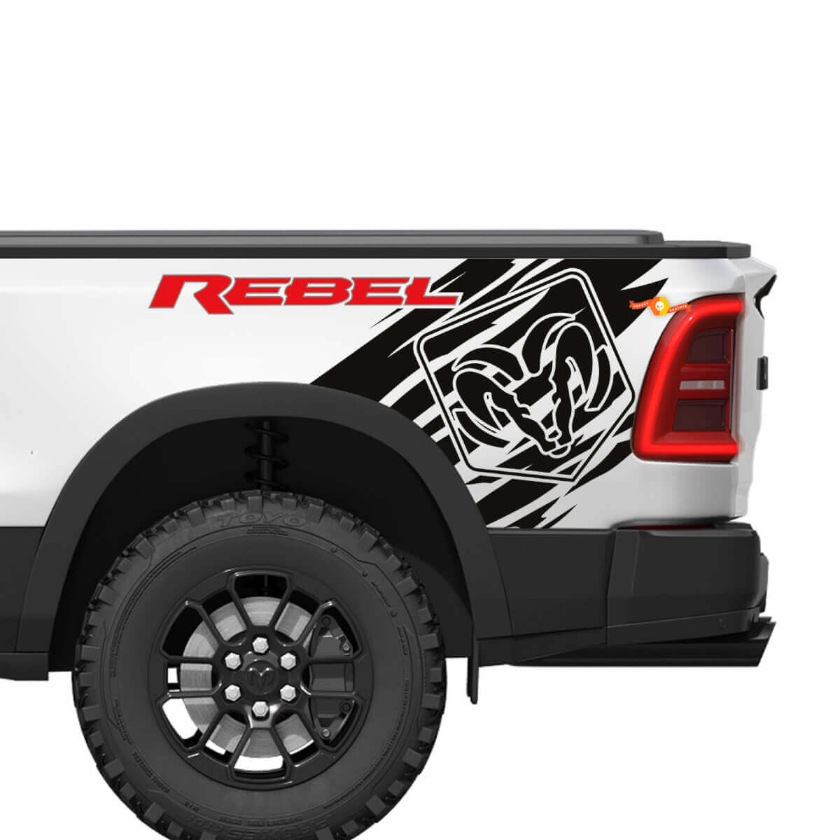 Rebel Grunge Logo Achterzijde Vinyl Sticker Kit voor Dodge Ram