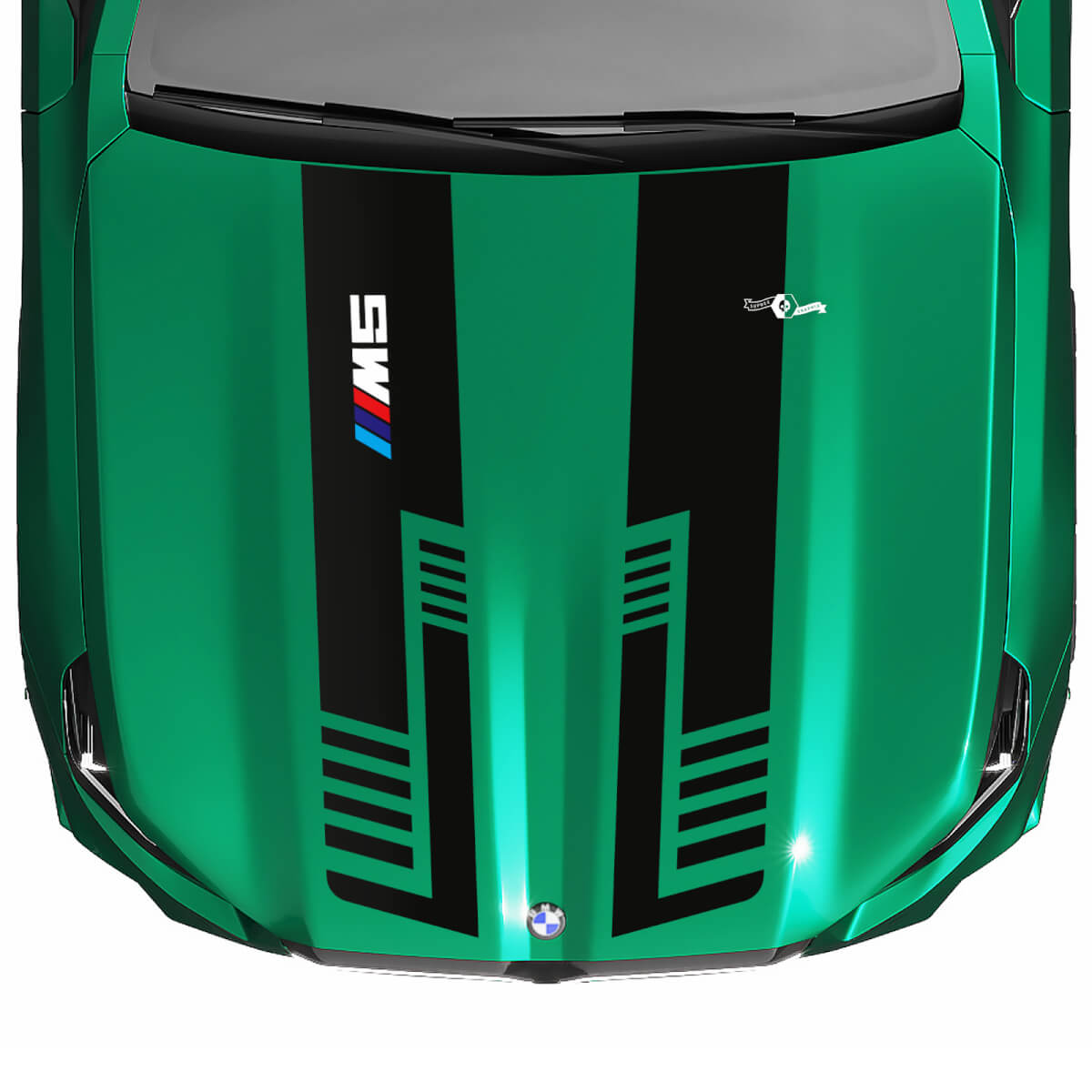 Stripes Racing geruite vlag of strobe look kapsticker voor BMW 5-serie G60 M5 G90
