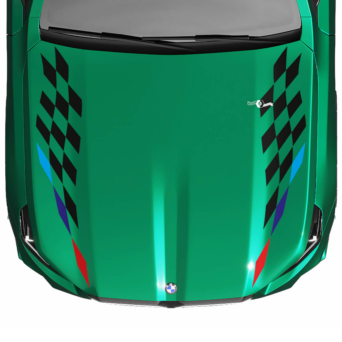 Stripes Racing M kleuren geruite vlag kapsticker voor BMW 5-serie G60 M5 G90
