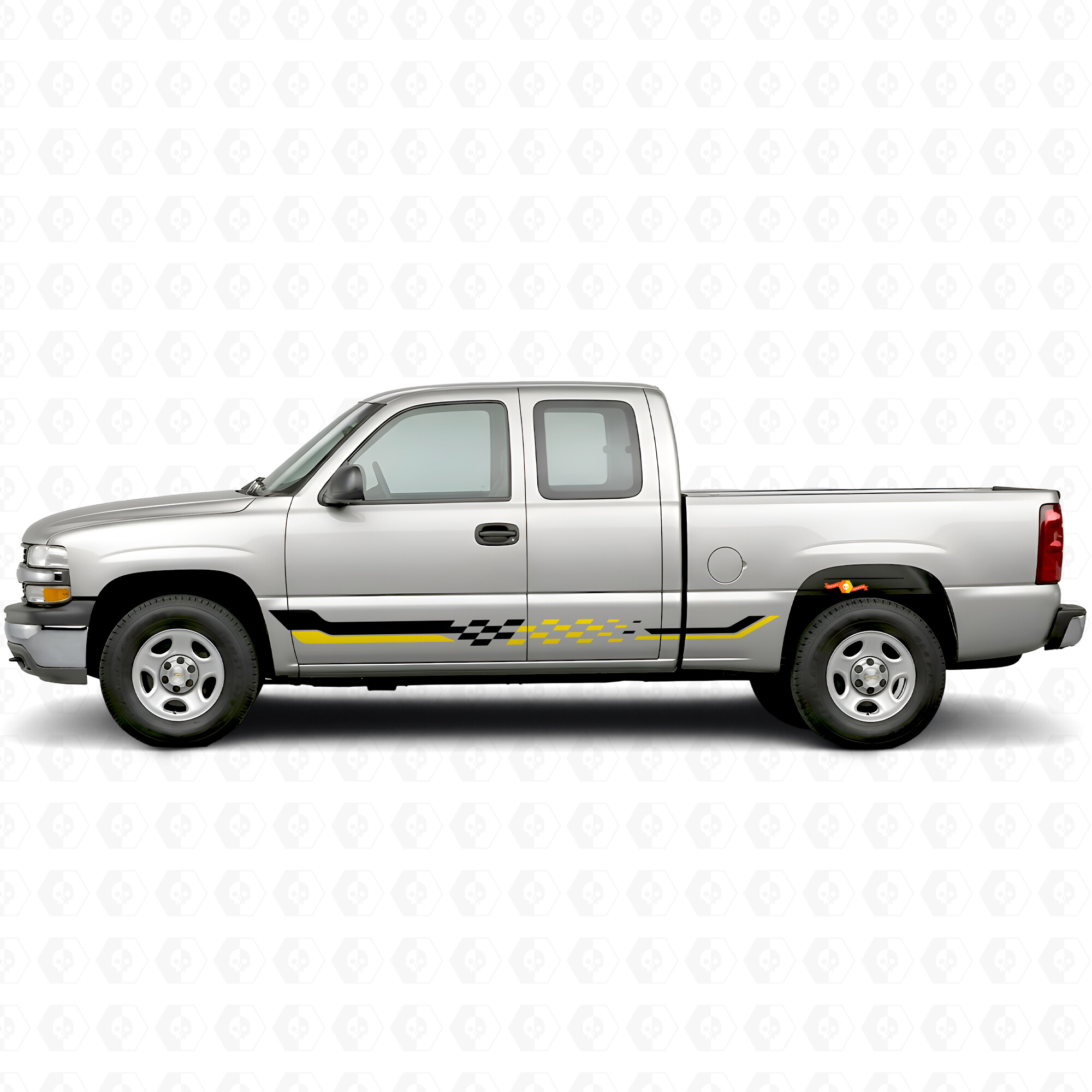 Geblokte race-deur- en dorpelstrepen van vinyl voor Chevrolet Silverado 1500 GMT800 1999-2007