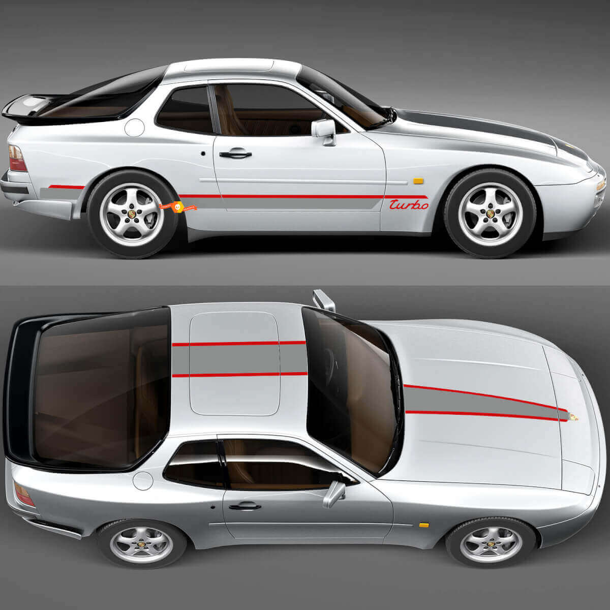 Porsche 944 Turbo Stripes Sides Hood Roof Kit - Aangepaste vinylstickerafbeeldingen
