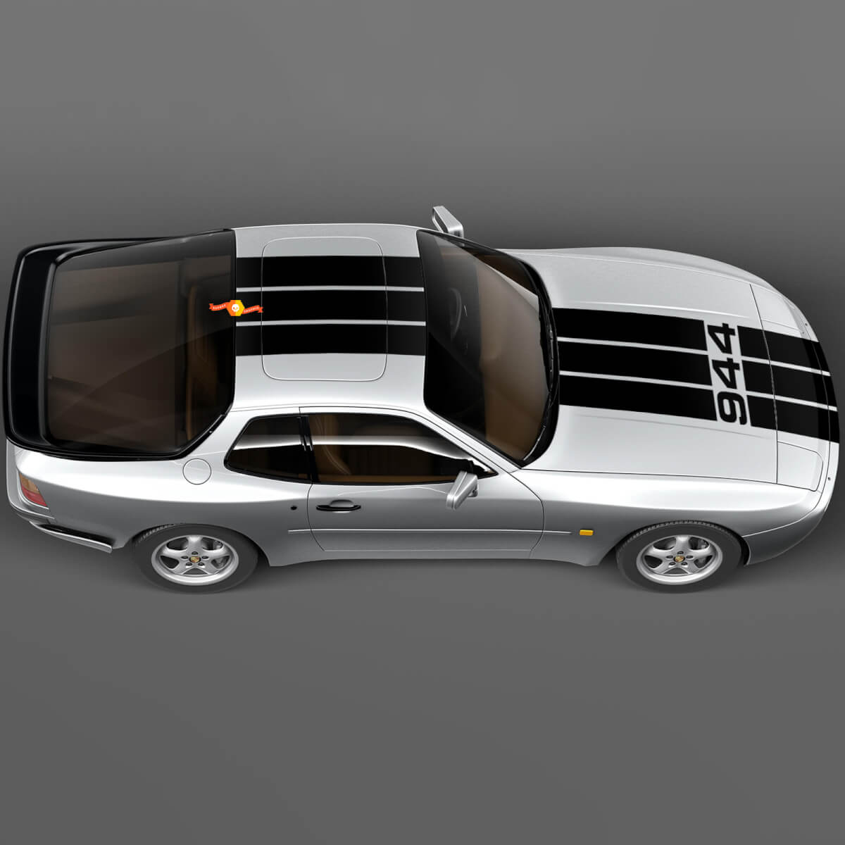 Porsche 944 Turbo Three Stripes Hood Roof Kit - Aangepaste vinylstickerafbeeldingen
