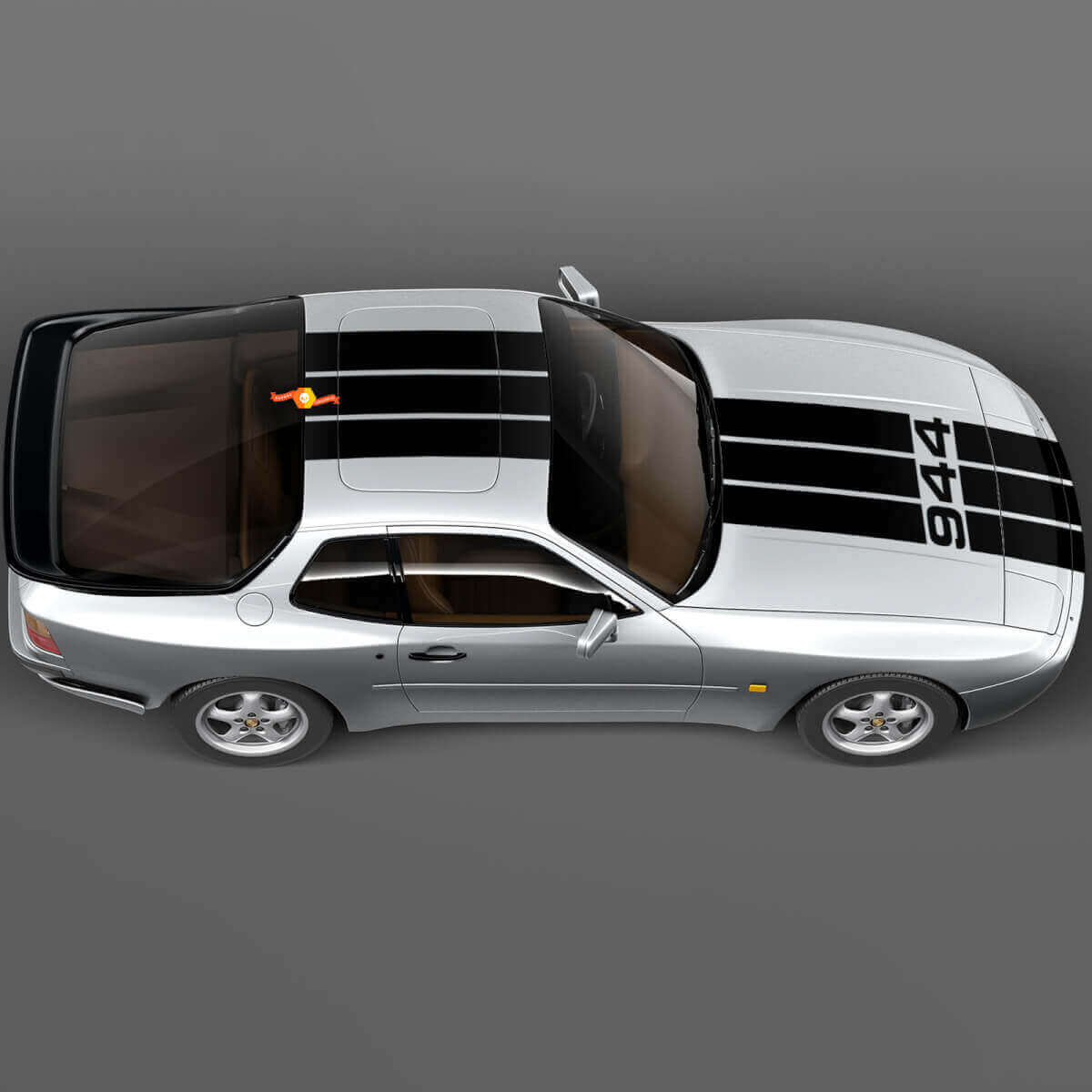 Triple Strepen Motorkap en Dak Vinyl Sticker Set voor Porsche 944 Turbo