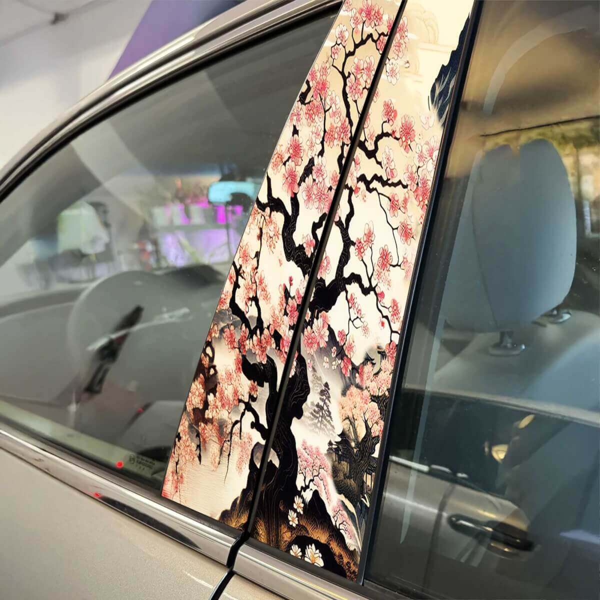 Japanse boom Sakura pijler deuren auto sticker sticker wrap aangepaste vinyl graphics voor voertuig styling
