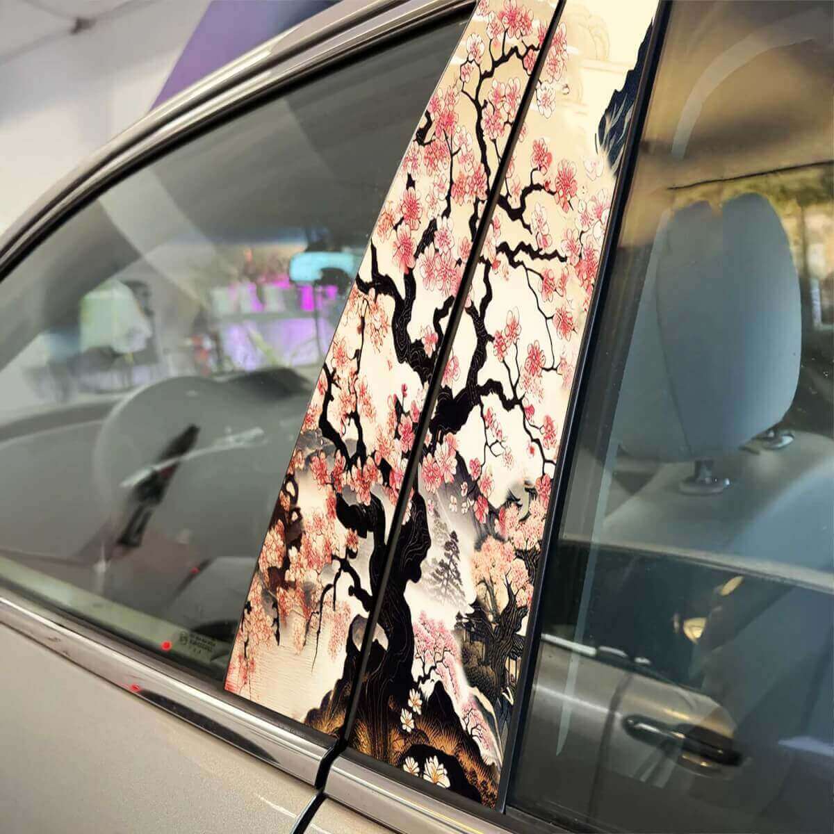 Japanse boom Sakura pijler deuren auto sticker sticker wrap aangepaste vinyl graphics voor voertuig styling
