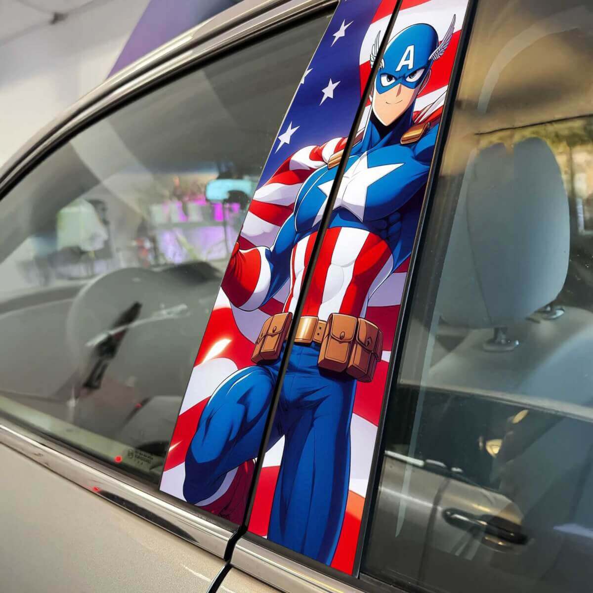 US American Anime stijl pijler deuren auto sticker sticker wrap aangepaste vinyl graphics voor voertuig styling
