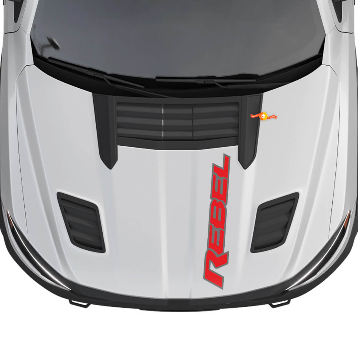 Dodge Ram 1500 Rebel Hood Logo Vinyl Decal Grafische Sticker 2 kleuren
