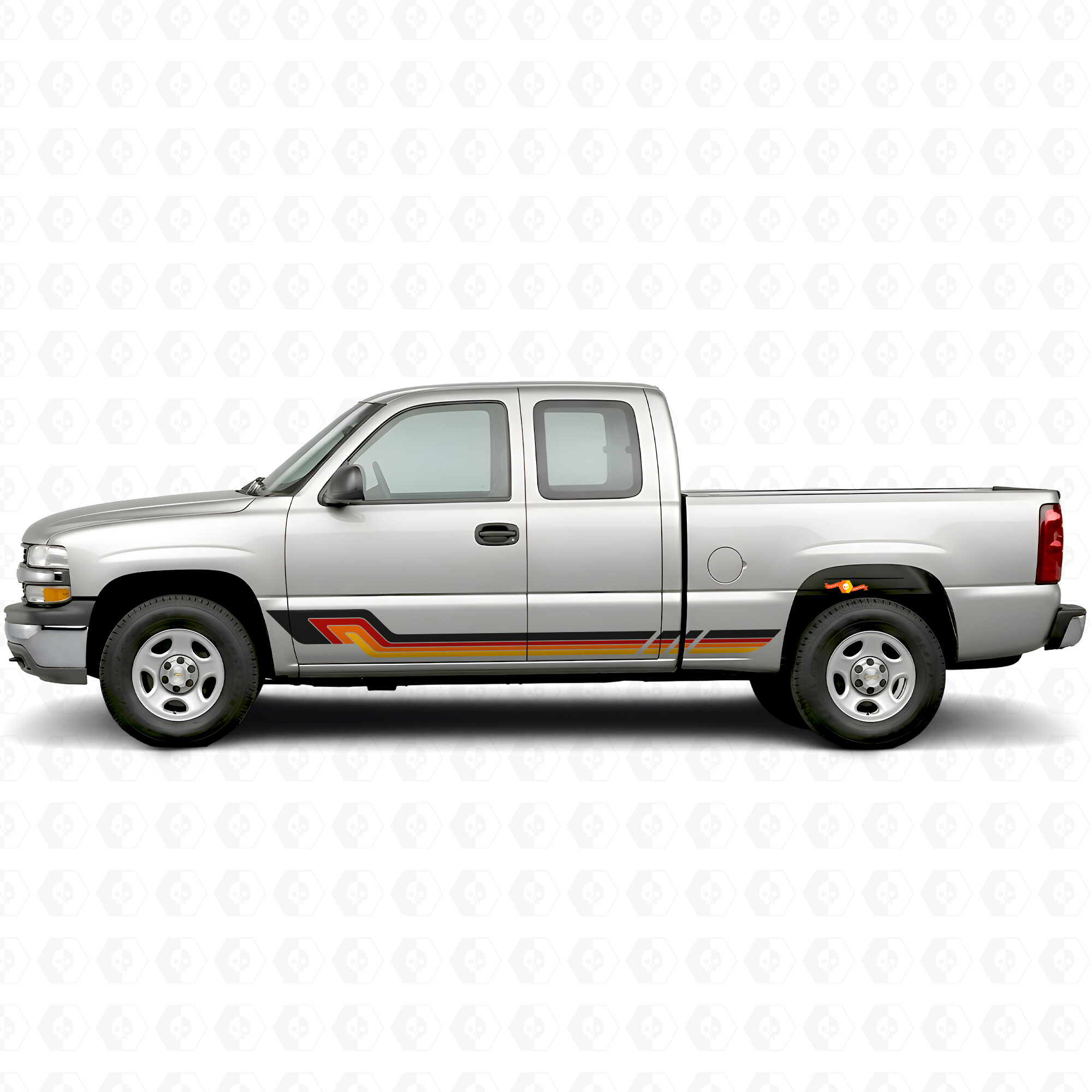 Retro parallelle deur- en dorpelstreep vinylstrepen voor Chevrolet Silverado 1500 GMT800 1999-2007