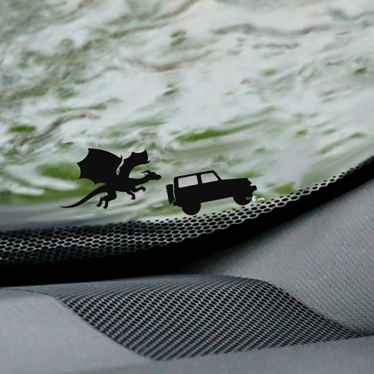 Dragon Jeep Wrangler voorruit Easter Egg hoeksticker - aangepaste vinylafbeelding
