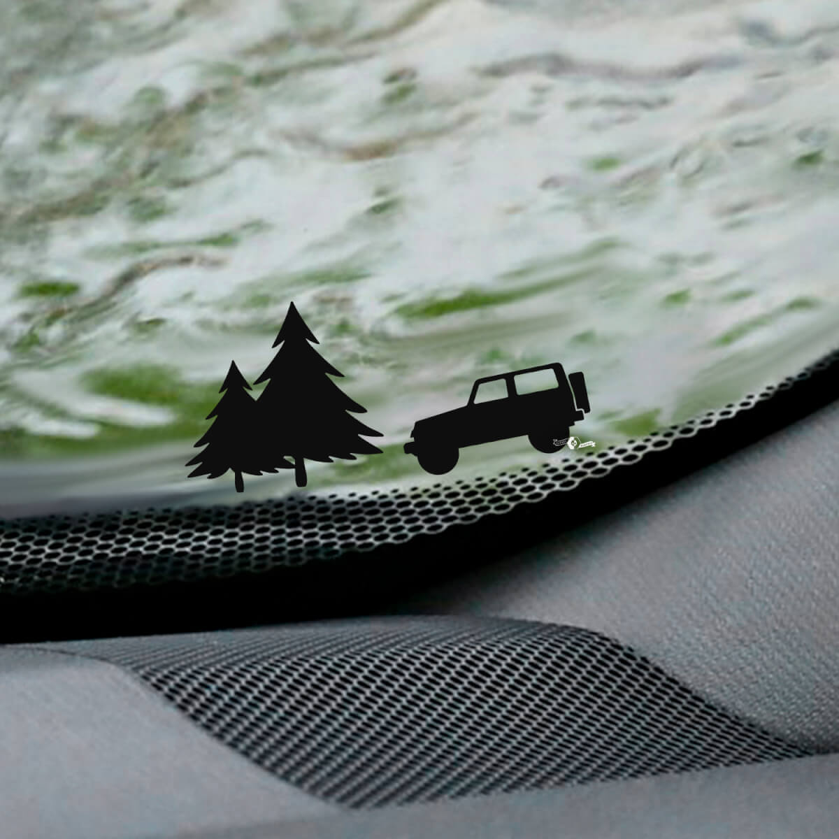 Bomen Jeep Wrangler voorruit Easter Egg hoeksticker - aangepaste vinylafbeelding
