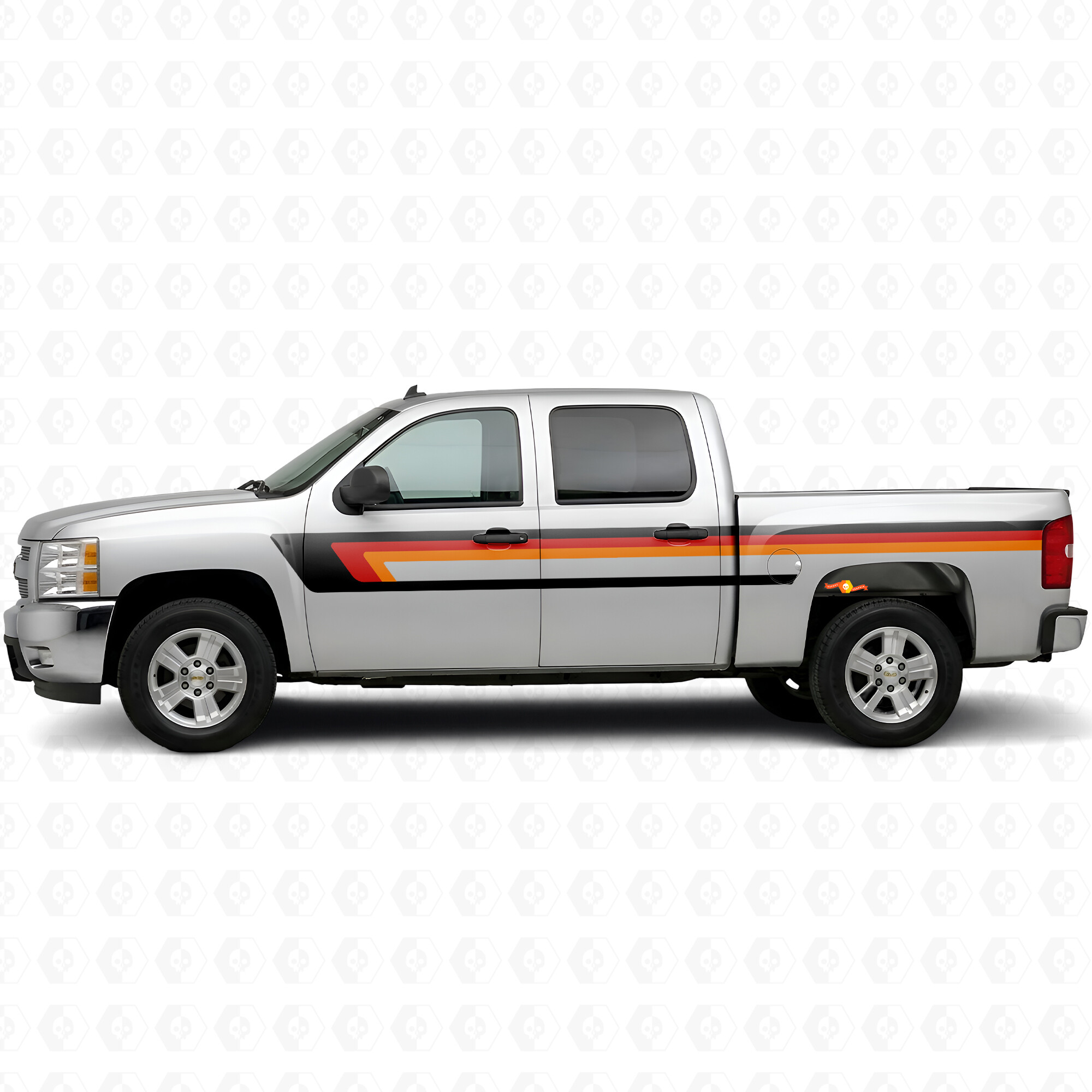 Retro Bovenste Ruitstijl Deur- & Zijwand Vinyl Strepen voor Chevrolet Silverado 1500 GMT900 2007-2013