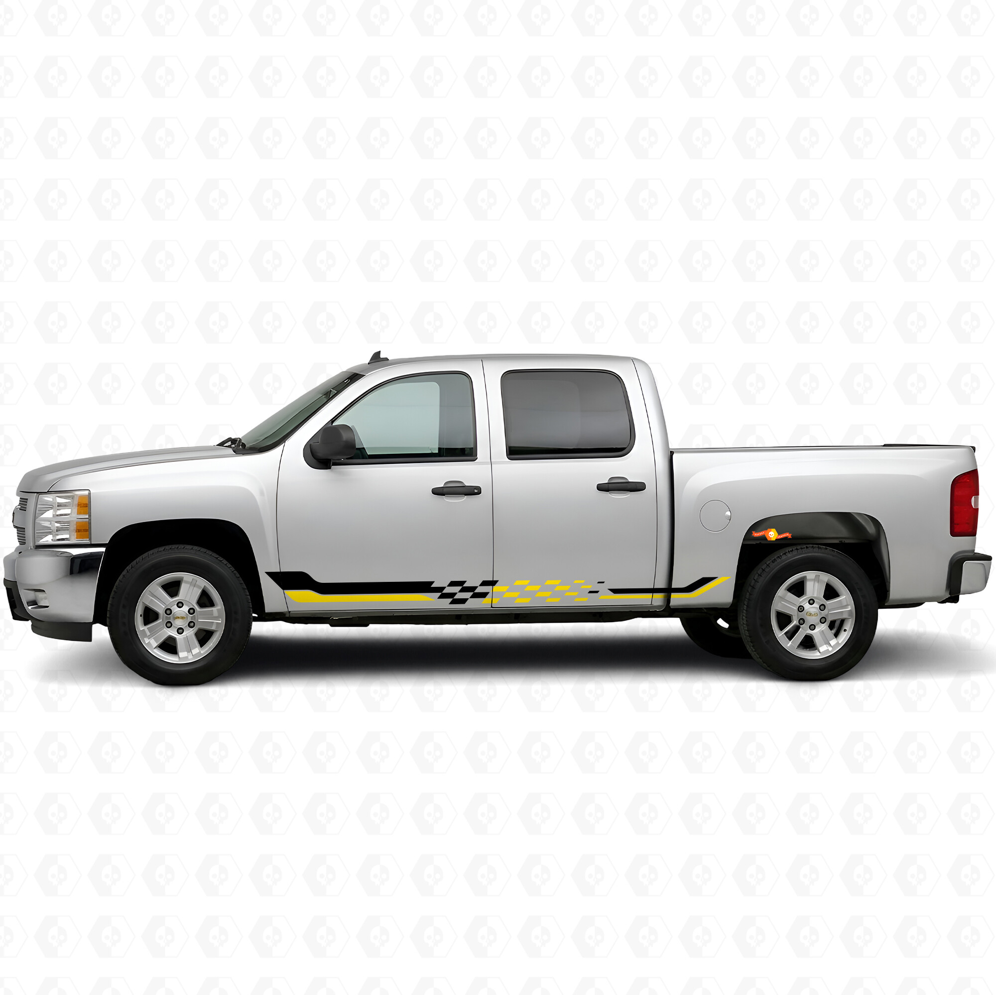 Ruitvormige Race Deur- & Zijklepset Vinyl Strepen voor Chevrolet Silverado 1500 GMT900 2007-2013