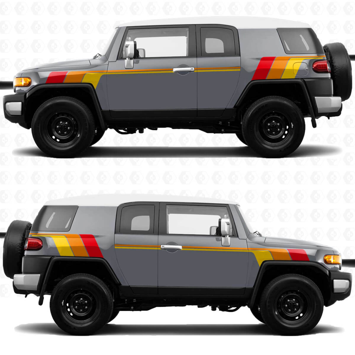 Vintage Retro Heritage Stripes Side Decals Stickers Graphics - geschikt voor Toyota FJ Cruiser
