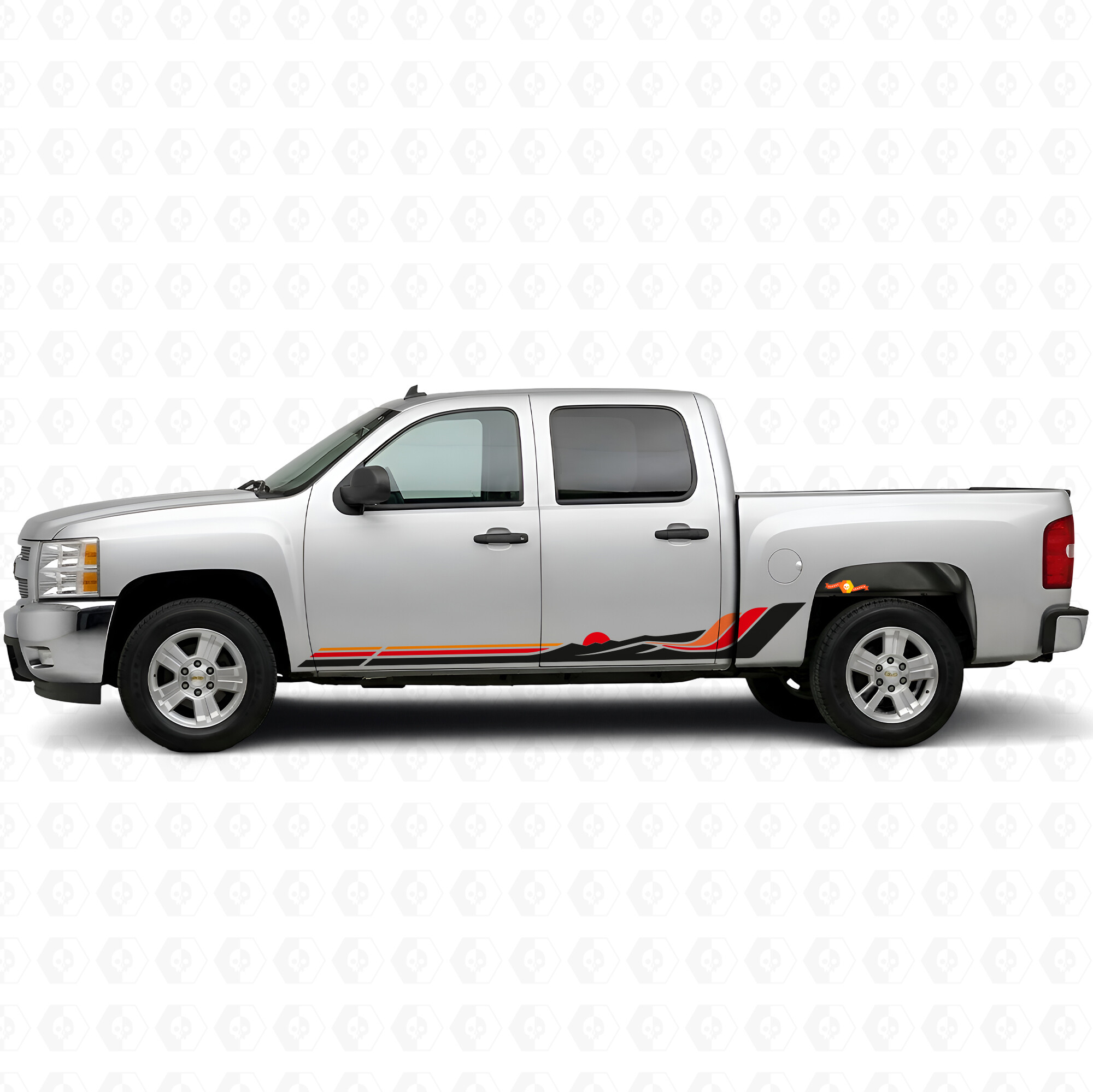 Retro Mountain Wave Deur- en Sierlijst Vinyl Strepen voor Chevrolet Silverado 1500 GMT900 2007-2013