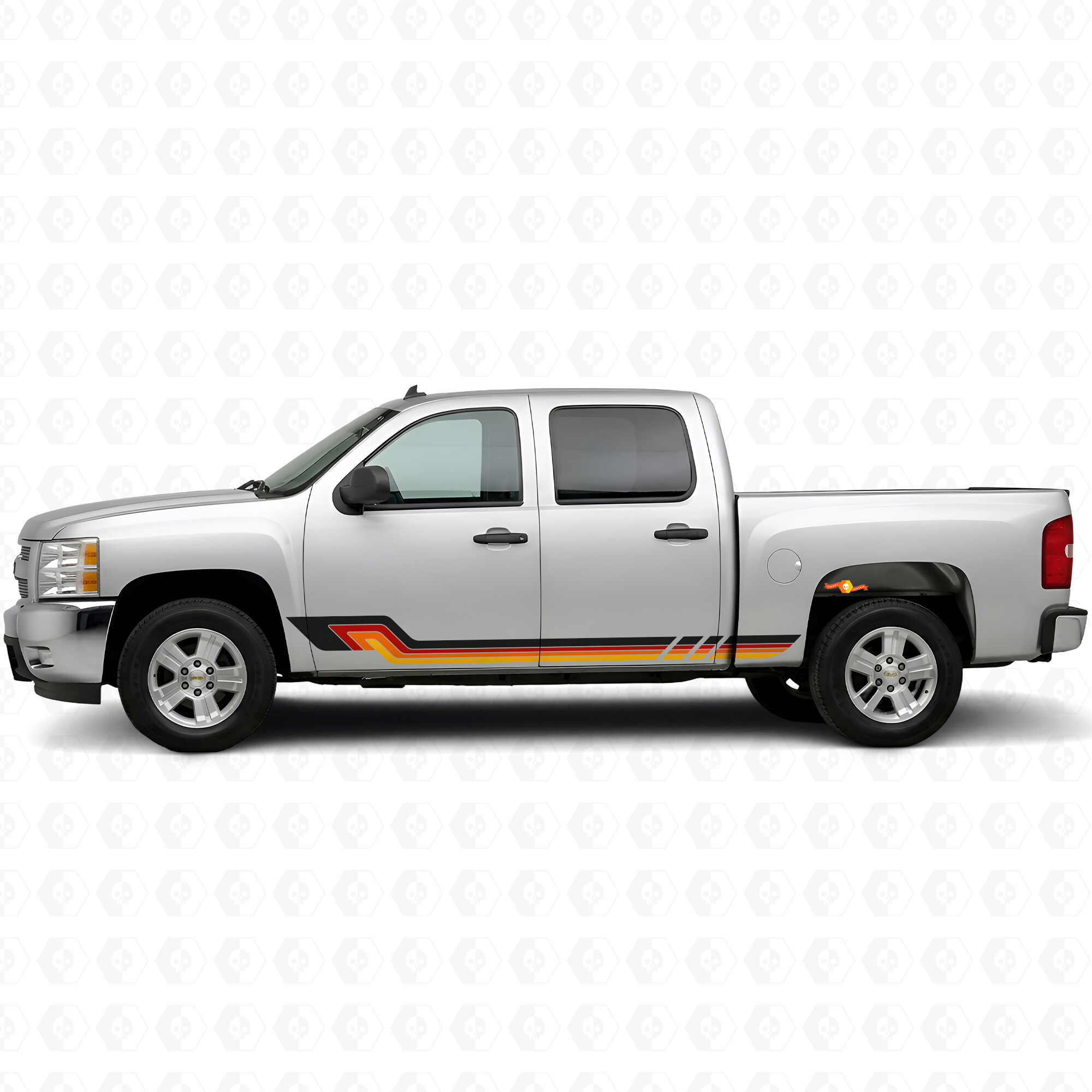 Retro parallelle deur- en dorpel vinylstrepen voor Chevrolet Silverado 1500 GMT900 2007-2013