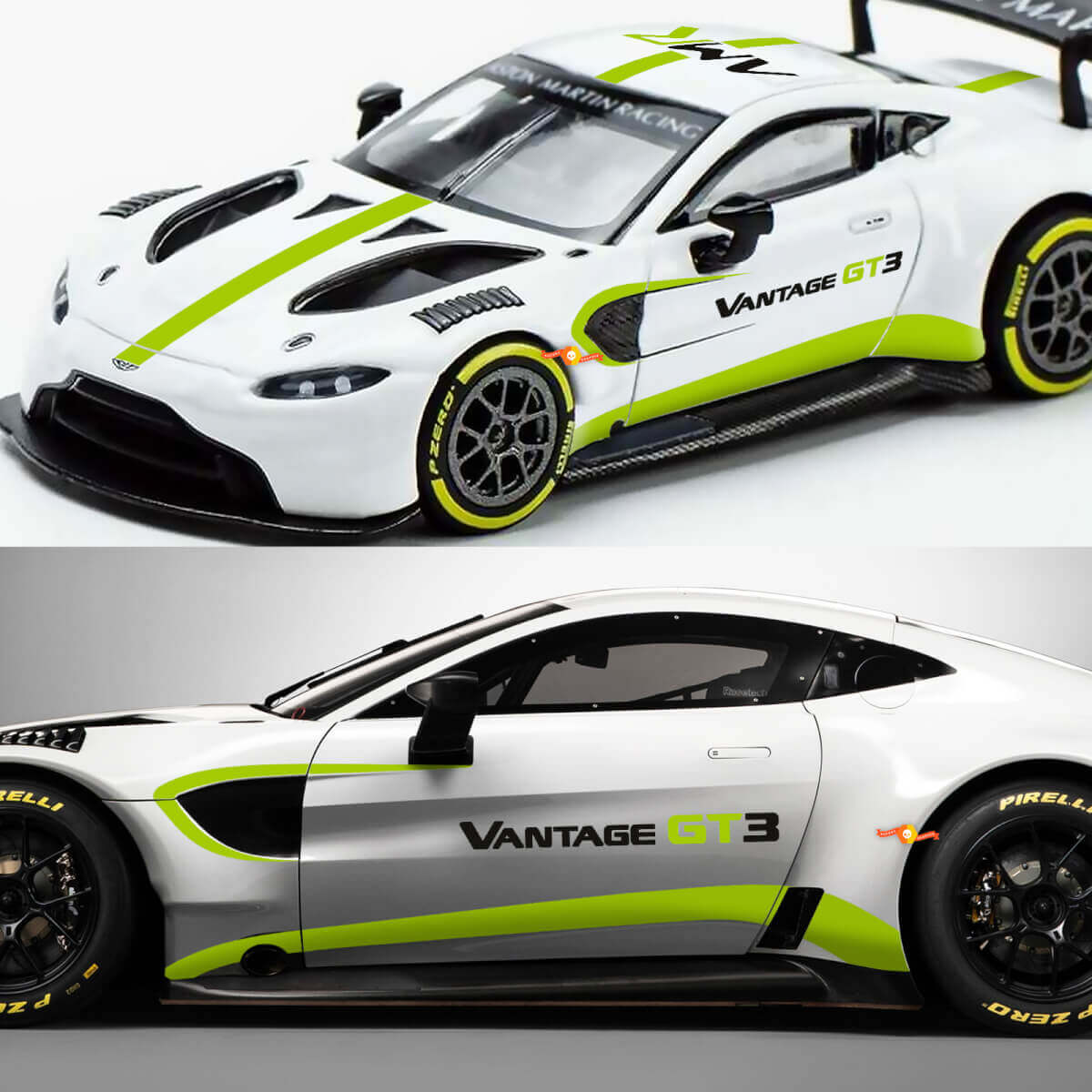 Vantage Logo & volledige kit strepen vinylsticker voor Aston Martin Vantage GT3