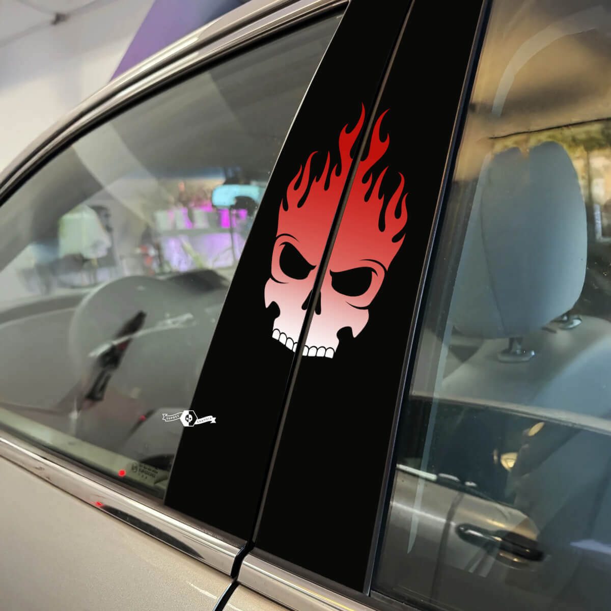 Schedel vlam stijl pijler deuren auto sticker vinyl sticker wrap
