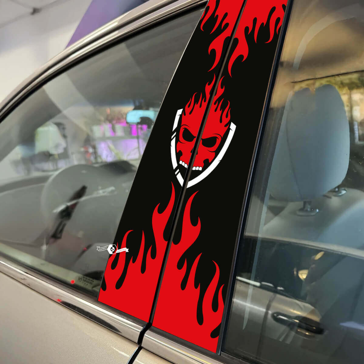 Schedel vlam stijl pijler deuren auto sticker vinyl sticker wrap
