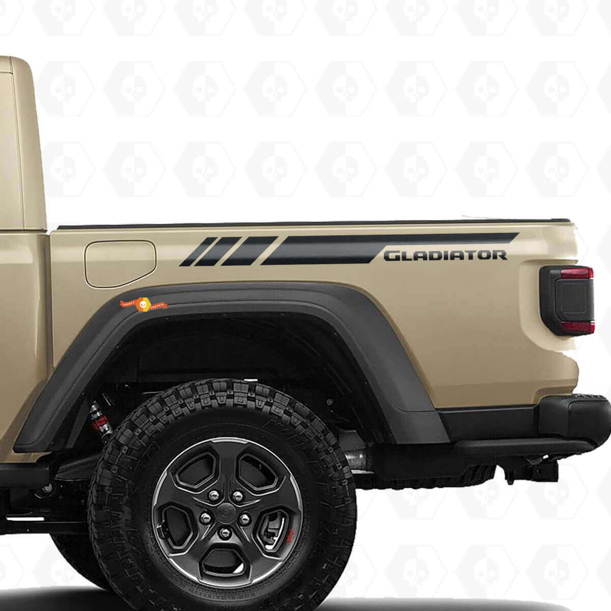 Gemerkt Achterzijstrips Vinyl Decal Kit voor Jeep Gladiator